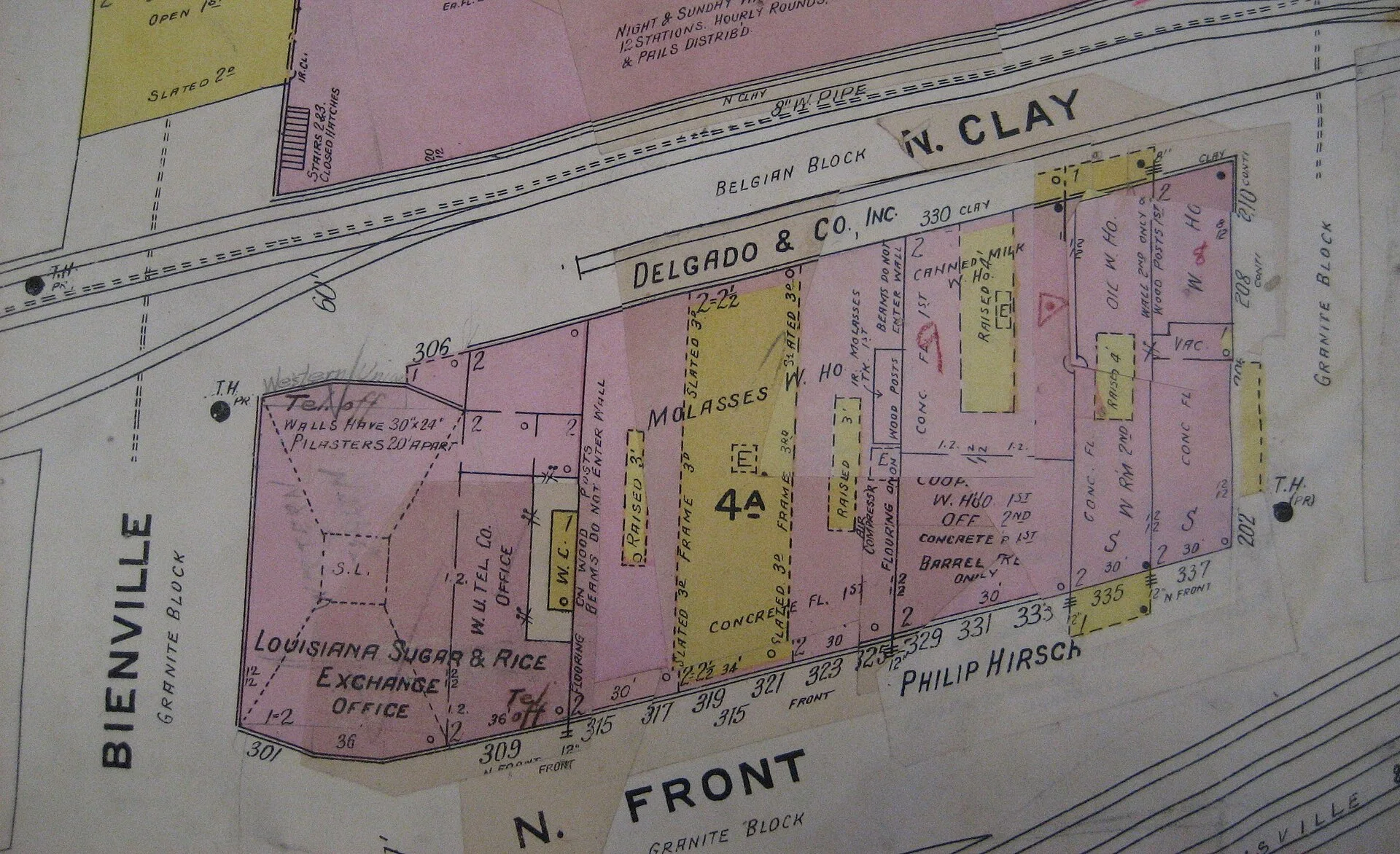 Map showing block with Louisiana Sugar Exchange Building, New Orleans. Former homes map, one decision at a time