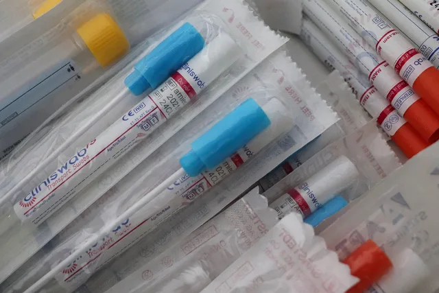 swab, test swab, medical swab, transport swab, clinical, sterile, packaging, healthcare, diagnostics, laboratory, test kit, covid test, sample collection, virus test, bacteria test, equipment, disposable, hygiene, plastic, medical supply, close-up, medicine, testing, hospital, health. Home archive supplies get tested through two contained practice projects